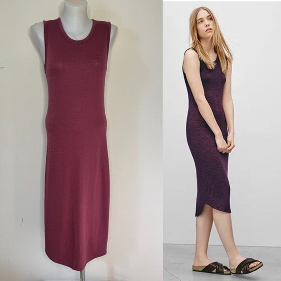 Aritzia Wilfred Free Bruni Midi Dress Rose Pink Shimmer Heathered Reposa Sz M - Picture 1 of 14